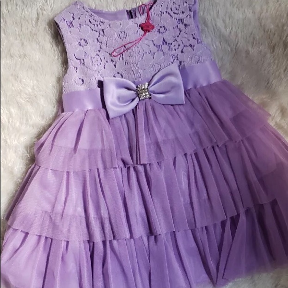 NWT purple bow ruffle dress